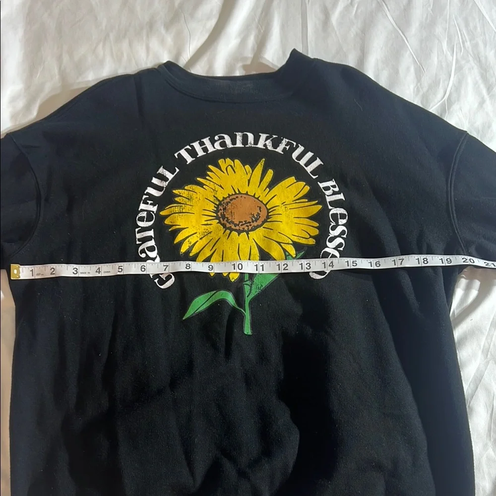Awake Black Crewneck Sweater with Sunflower Graphic - Picture 5 of 11